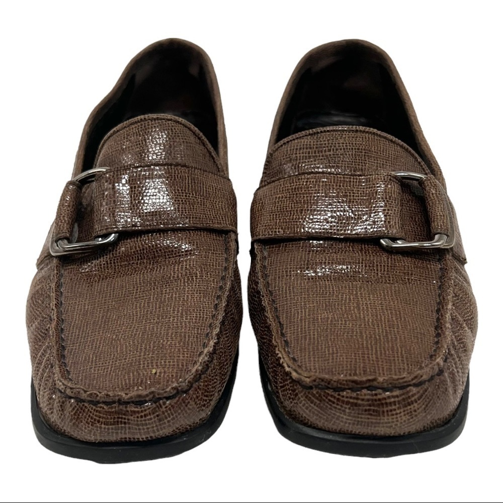Stuart Weitzman Brown Leather Buckle Casual Comfort Career FlatsLoafers Women 10 - Picture 3 of 16